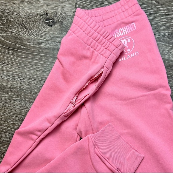 Moschino logo-print cotton sweat pants. Pink - Picture 7 of 11